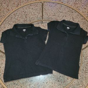 2 Black Polo Shirts for School Uniforms. GIRLS size 7
